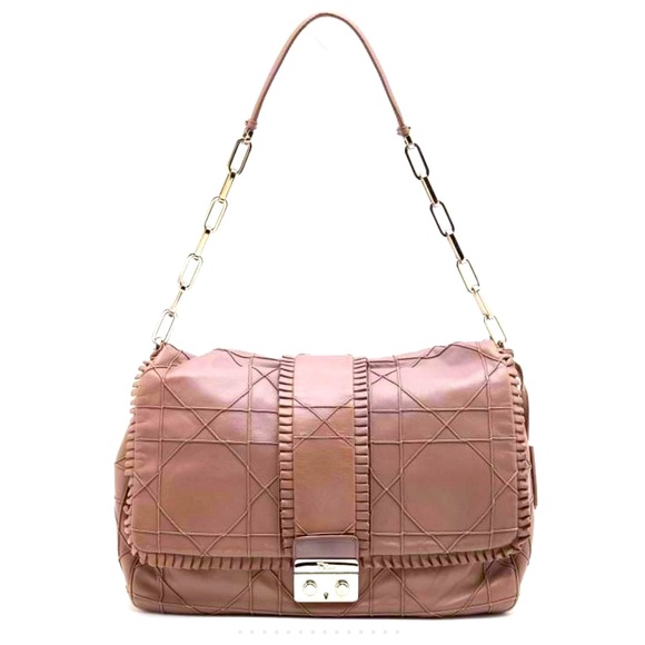 Christian Dior Mauve Quilted Ruffle Satchel - Picture 1 of 11